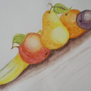 "Fruit Galore" impressionistic watercolor painting